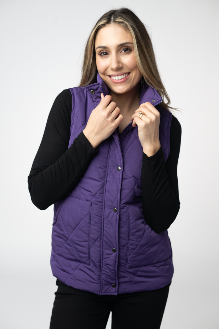 Remy Zip Up Vest - Purple by Michelle Mae