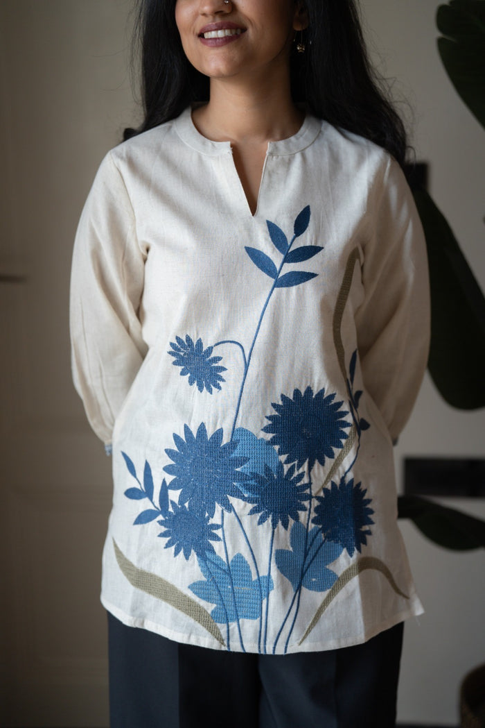 Rita Embroidered Short Top- Off White