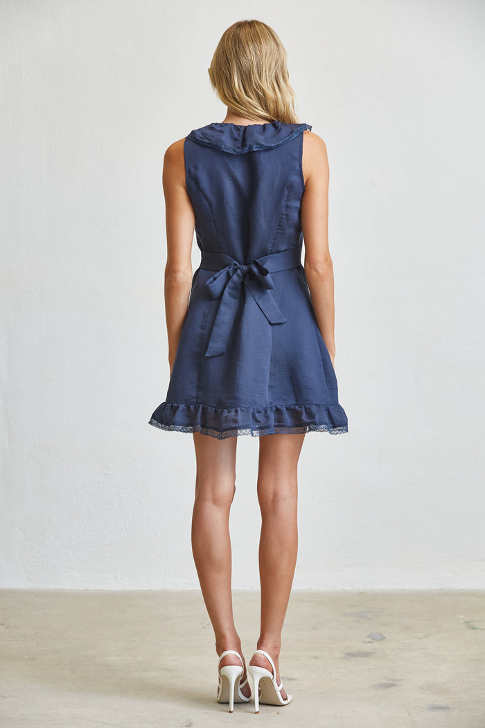 Romantic Boho Summer Day Dress - Navy