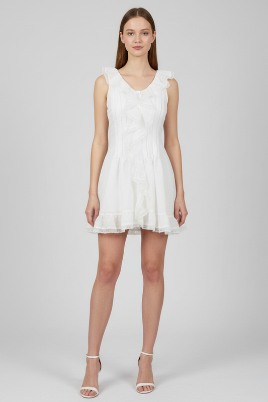 Romantic Boho Summer Day Dress - Off White
