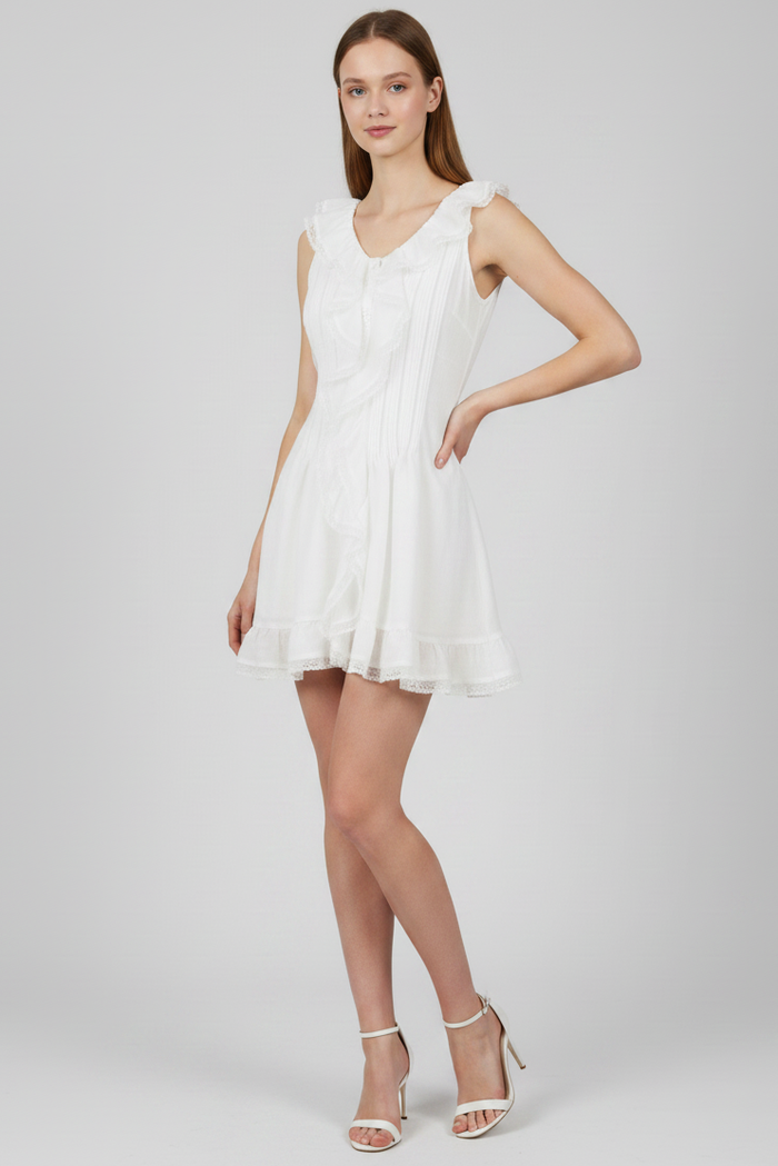 Romantic Boho Summer Day Dress - Off White