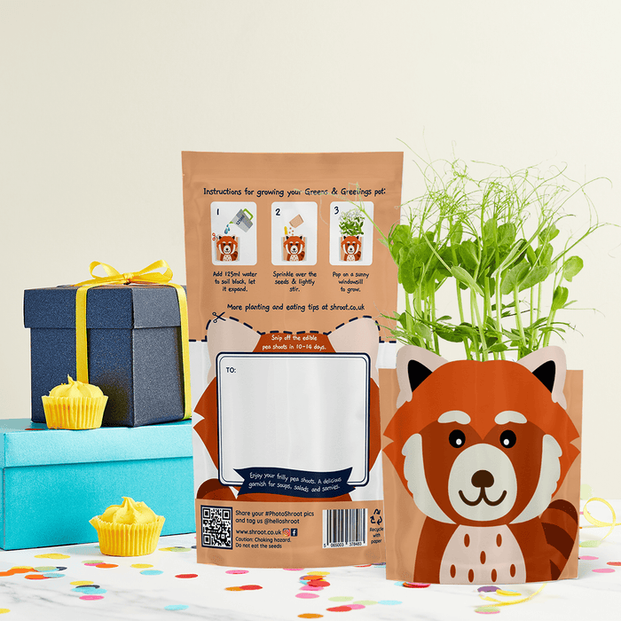 'Ruby' Red Panda Growable Microgreen Greetings Card