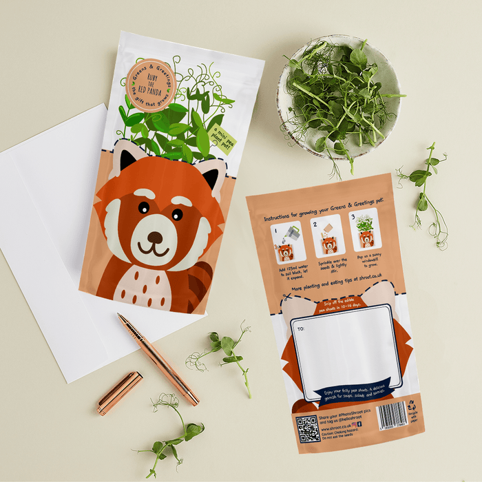 'Ruby' Red Panda Growable Microgreen Greetings Card