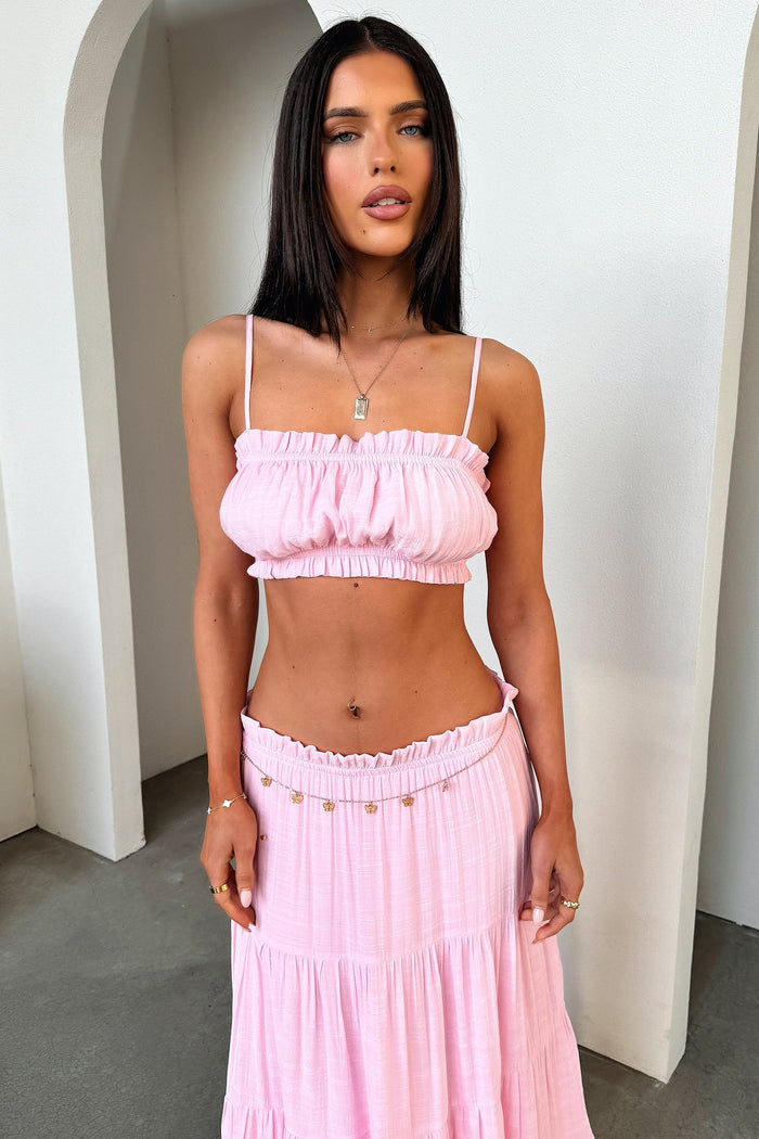 Selina Tiered Maxi Skirt - Baby Pink