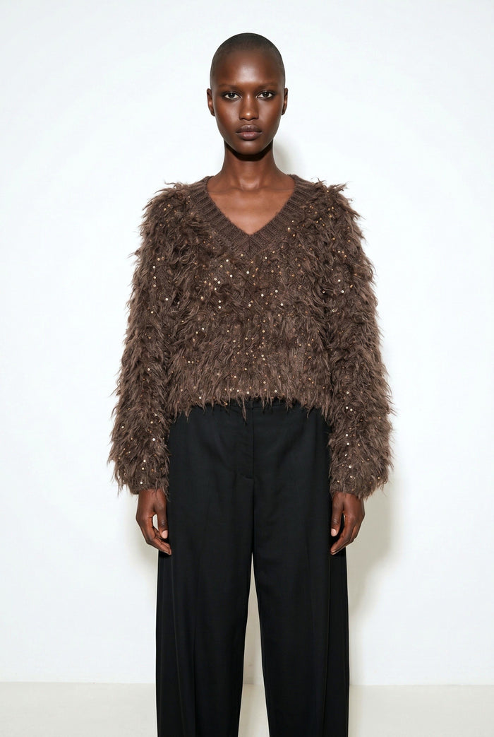 Sequin Fringe-Texture Knit Sweater wholesale - image 1