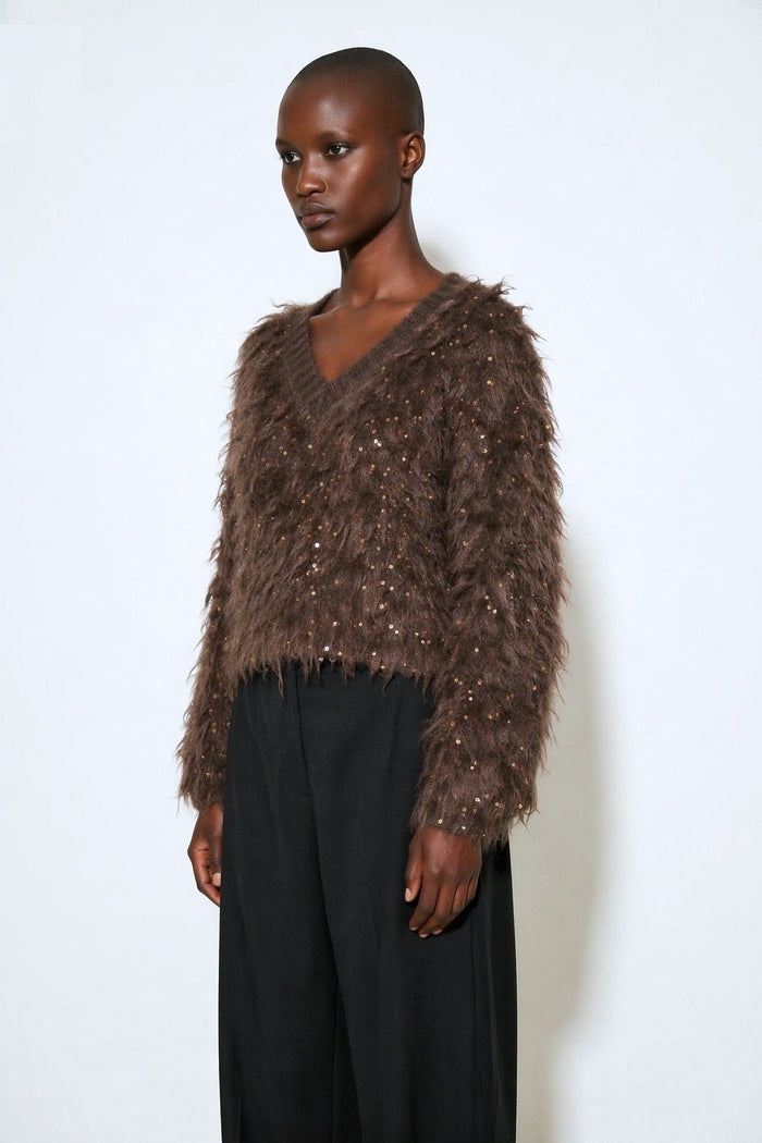 Sequin Fringe-Texture Knit Sweater wholesale - image 4