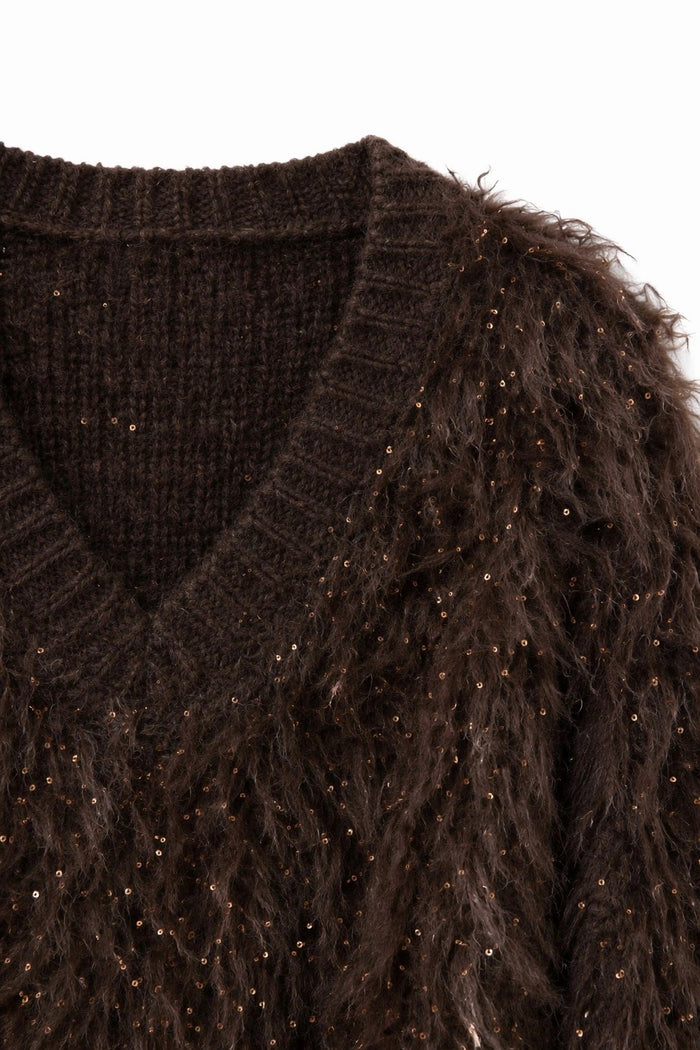 Sequin Fringe-Texture Knit Sweater wholesale - image 8