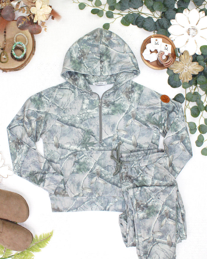 Shorter Halfzip Hoodie - Camo by Michelle Mae