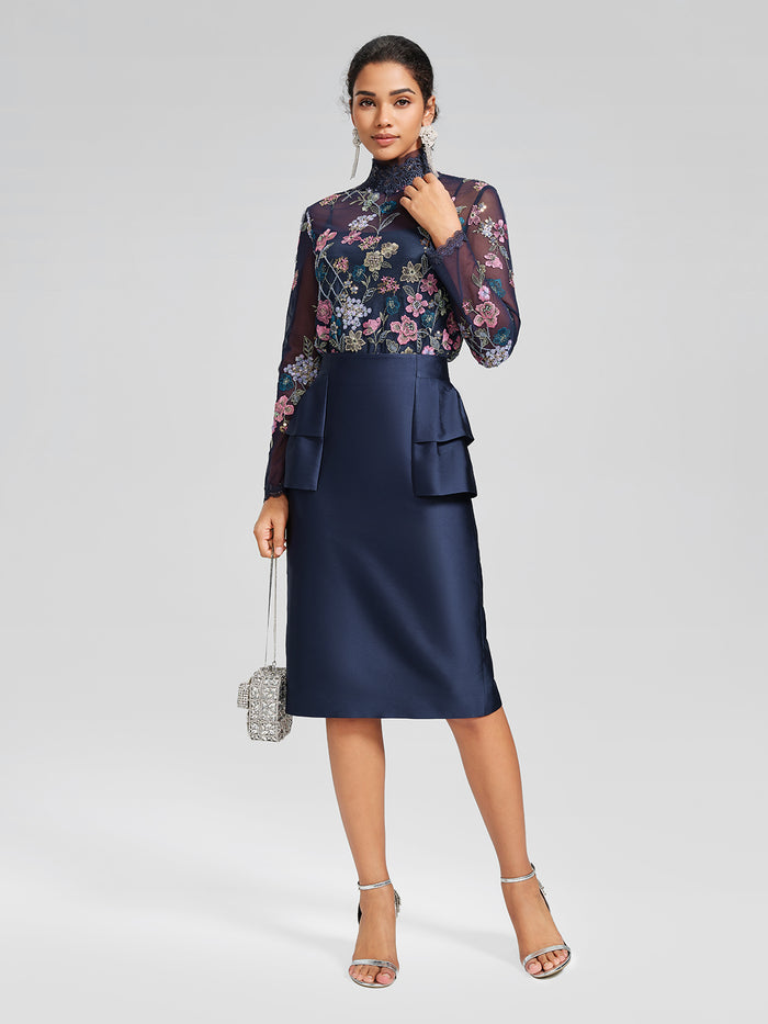 Silk Satin Ruffle-Trimmed Elastic-Waist Skirt