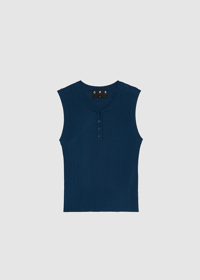 SLEEVELESS HENLEY TANK