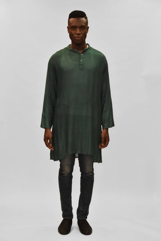 Soft Cotton Knee Length Land Rover Green Kurta