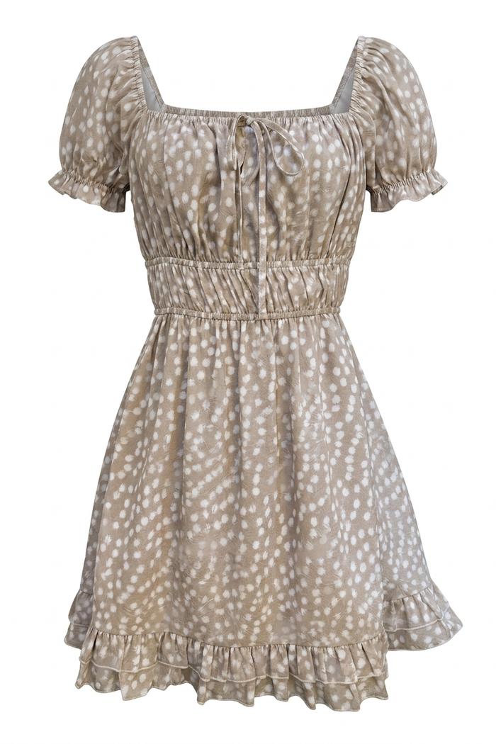 Soft Ditsy Smocked Waist Mini Dress