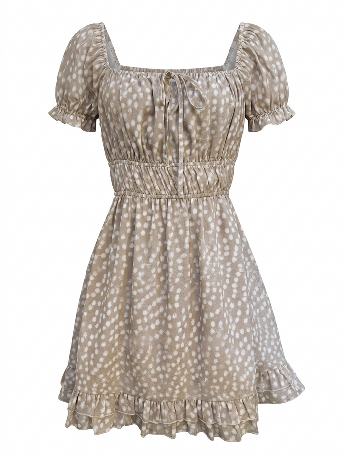 Soft Ditsy Smocked Waist Mini Dress