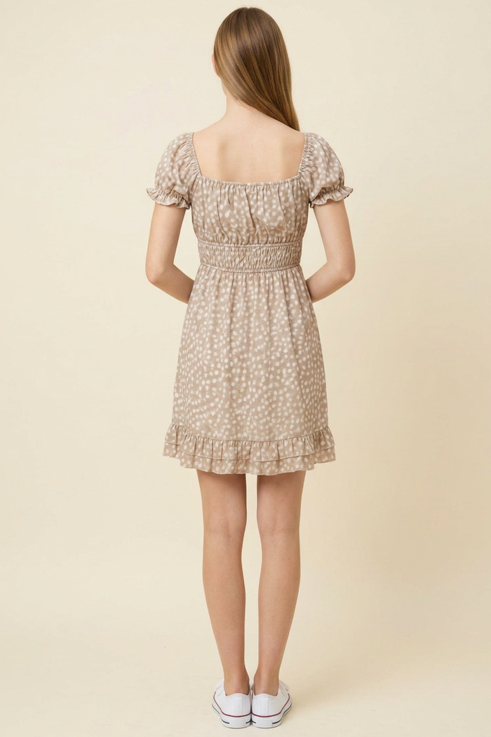 Soft Ditsy Smocked Waist Mini Dress