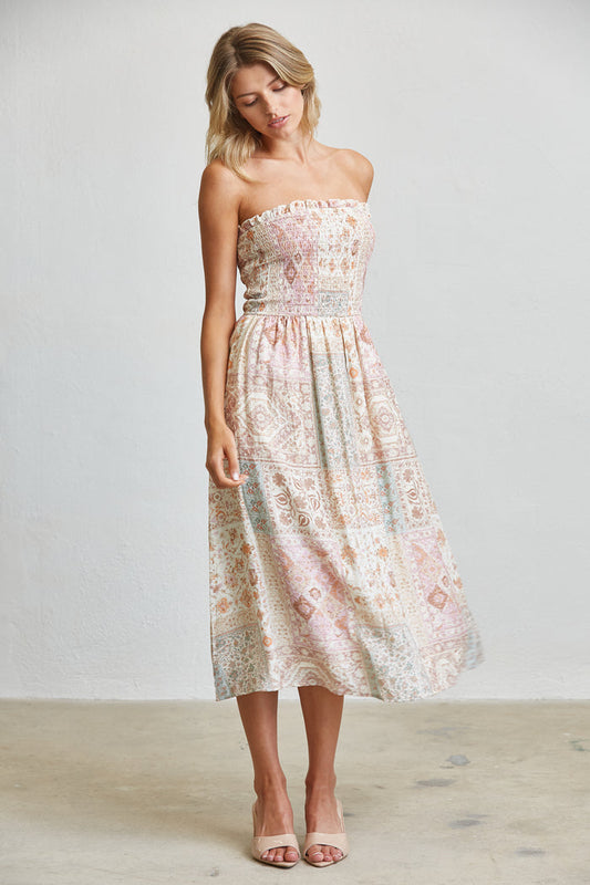 Soft Garden Smocked Midi Dress