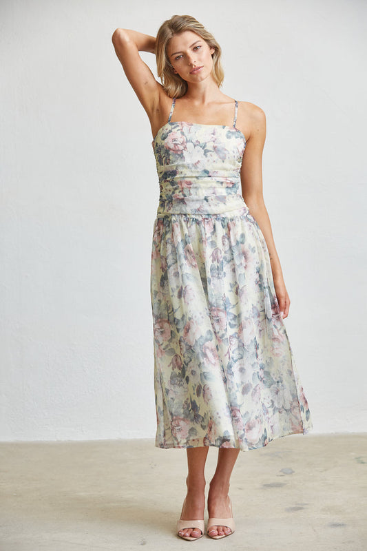 Soft Garden Smocked Midi Dress