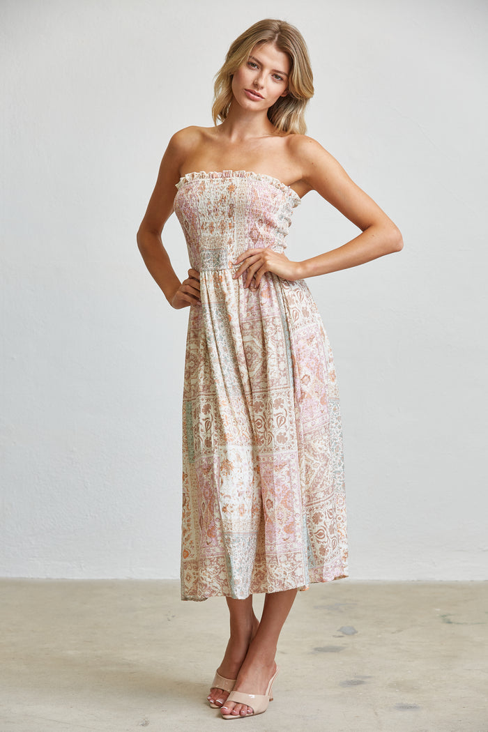 Soft Garden Smocked Midi Dress