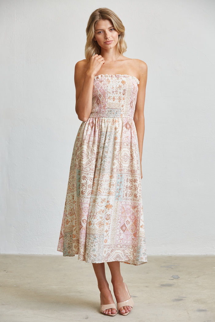 Soft Garden Smocked Midi Dress