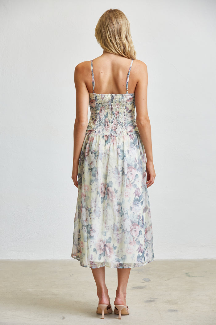 Soft Garden Smocked Midi Dress