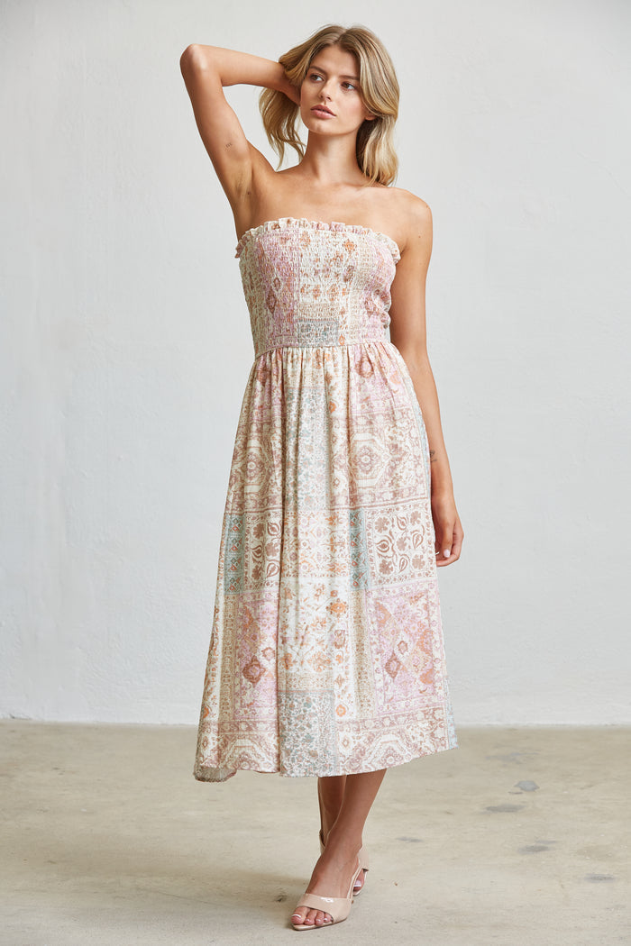 Soft Garden Smocked Midi Dress