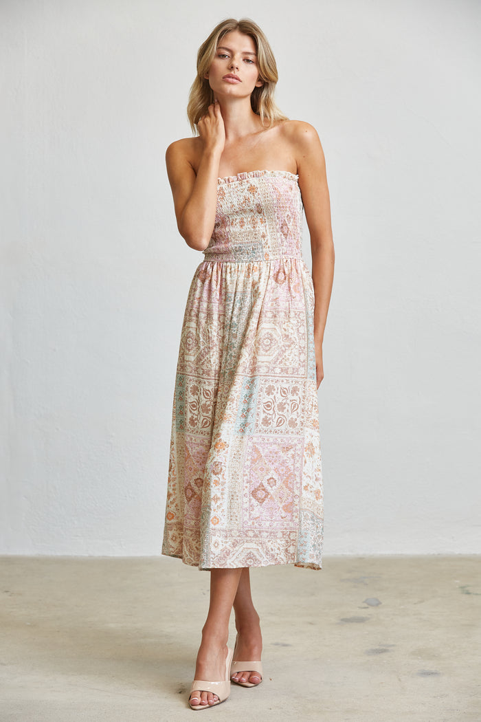 Soft Garden Smocked Midi Dress