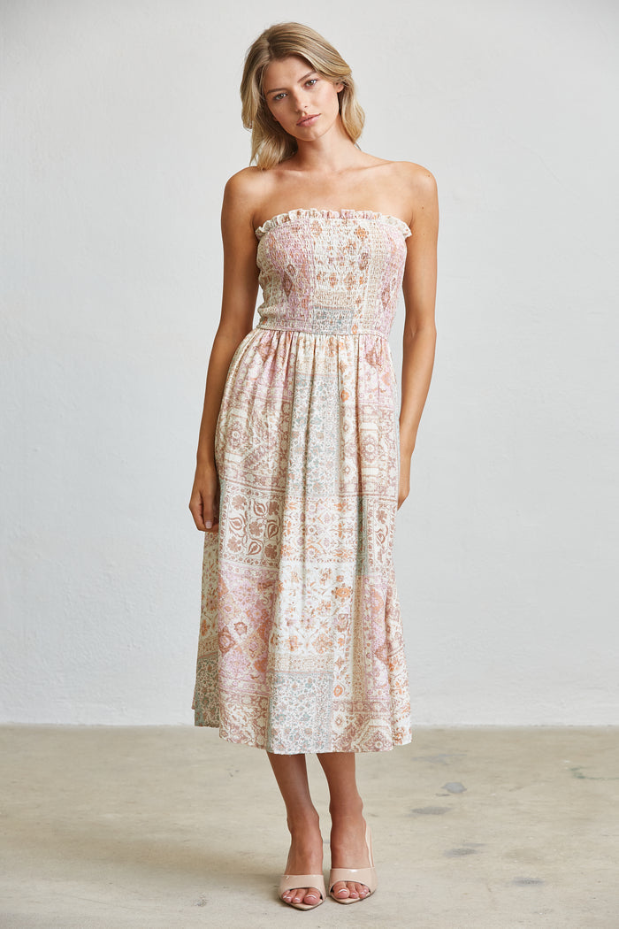 Soft Garden Smocked Midi Dress