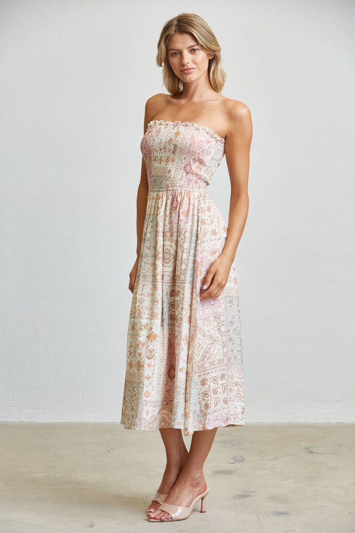 Soft Garden Smocked Midi Dress