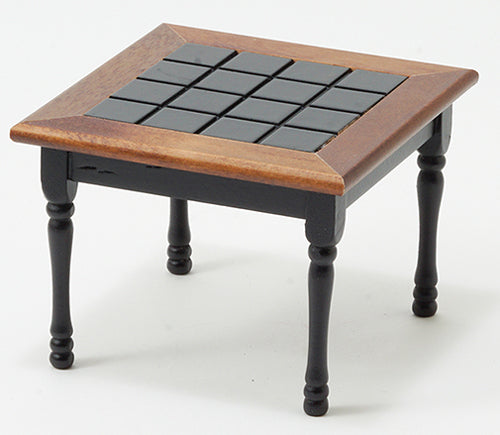 Square Kitchen Table, Black with Walnut Trim (CLA 10103)