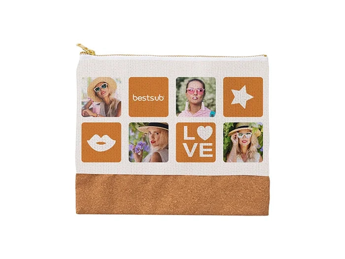 Sublimation Blanks Linen Stitching Cork Pencil Case