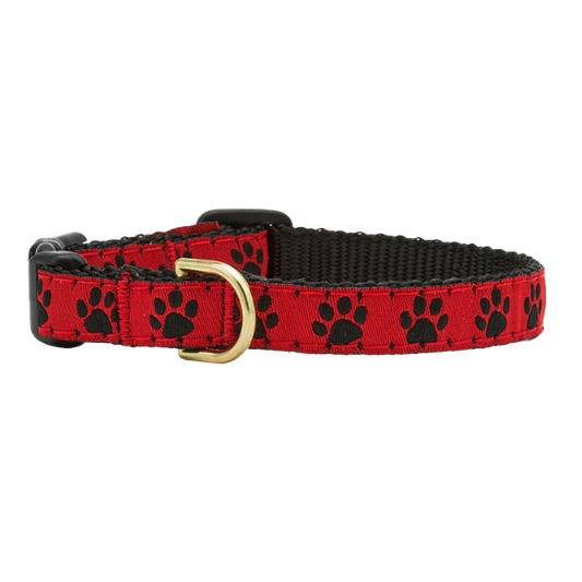 RED-BLACK-PAW-DOG-COLLAR-SMALL-BREED-TEACUP