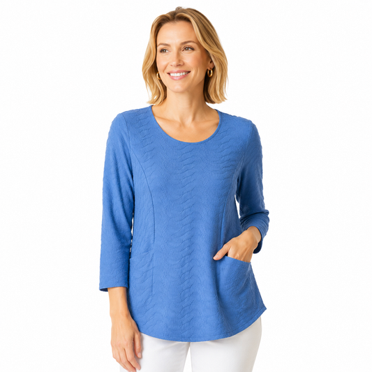 Textured Soft Cotton Pocket Tunic - 16318 - Size XS Only!