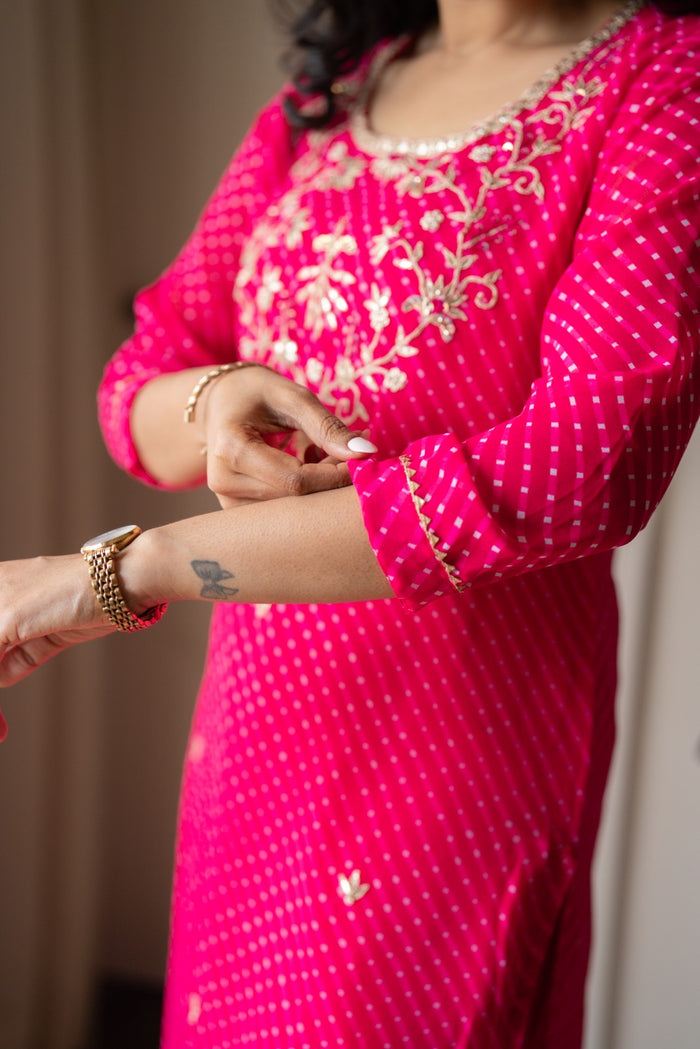 Tisca Pink Mothra Georgette Suit