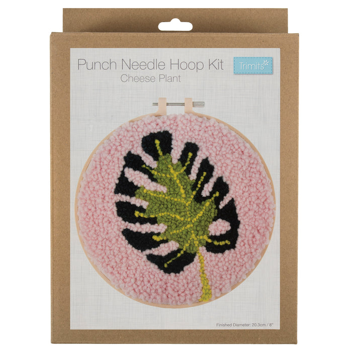 Trimits Punch Needle Kit Yarn and Hoop: Cheese Plant, 20.3cm Diameter, Includes Yarn, Hoop, Fabric, Punch Needle, Instructions in EN, F...