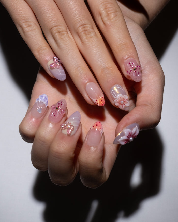exotic flower press on nails