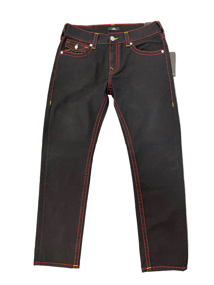 True Religion Pants 2SB Black Rinse Yellow Stitch