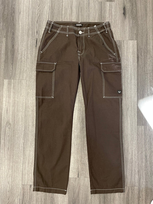 True Religion Pants Dark Brown White Stitch