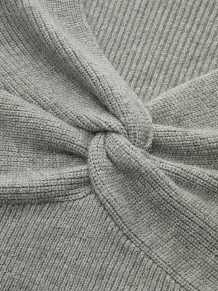 Twist Front Long Sleeve Cropped Knit Top