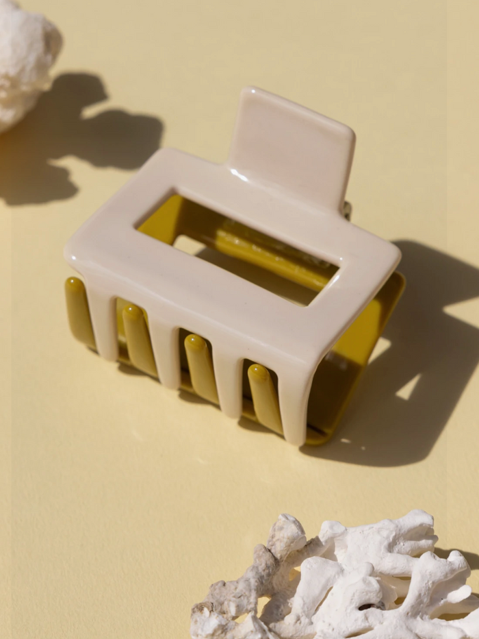 Two Tone Hair Claw In Olive + Beige