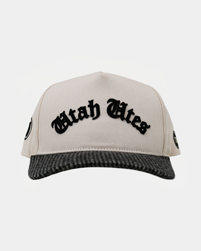 UofU Fade Hat Natural and Houndstooth Utes Arch