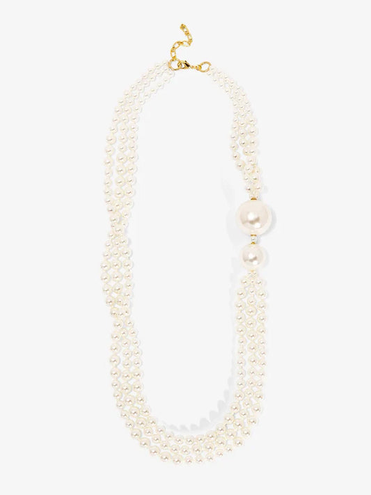 long necklace with oversized pearls layered faux pearl statement necklace