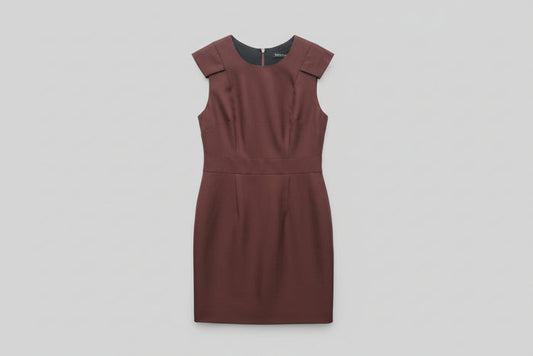 Whistles Brown Wool Pencil Dress UK 10 EU 38 Fitted Wiggle