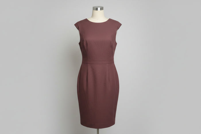 Whistles Brown Wool Pencil Dress UK 10 EU 38 Fitted Wiggle