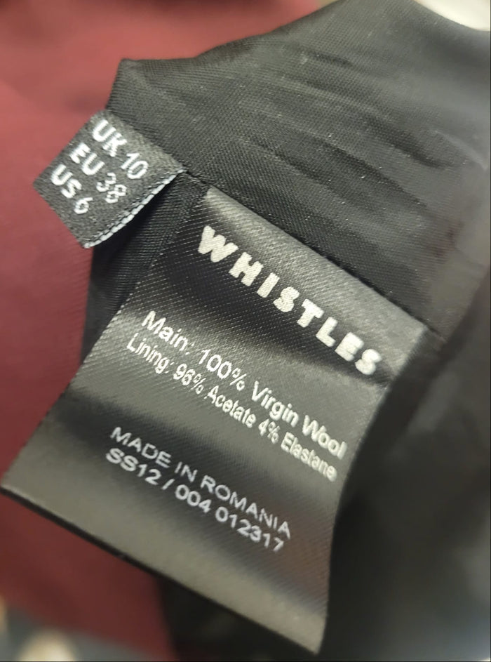 Whistles Brown Wool Pencil Dress UK 10 EU 38 Fitted Wiggle