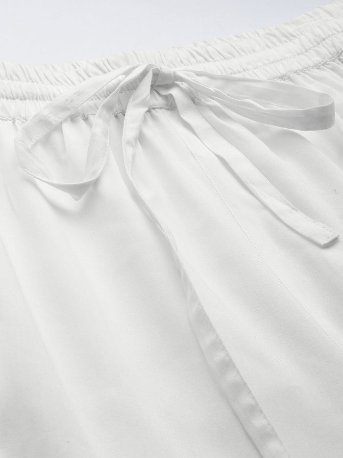 Person wearing white pants on a plain background, White Solid Pencil Pant