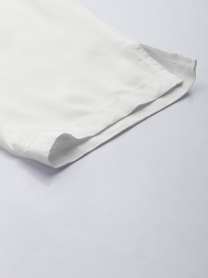 Person wearing white pants on a plain background, White Solid Pencil Pant
