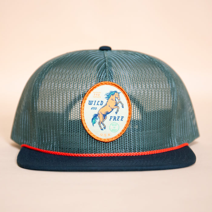 Wild & Free Horse Hat (Loden/Orange)