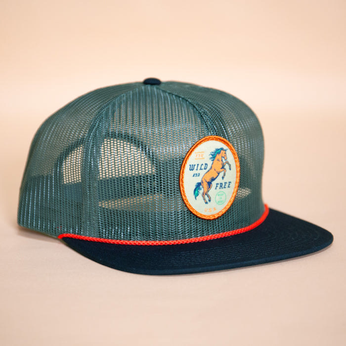 Wild & Free Horse Hat (Loden/Orange)