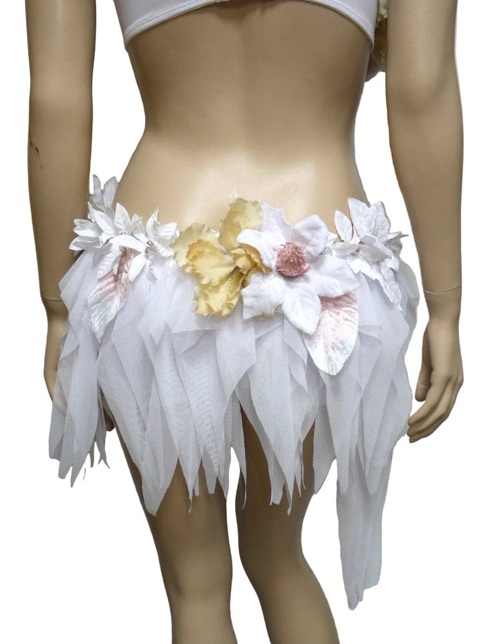 Winter White Pink Fairy Monokini Dance Halloween Rave Bra Costume