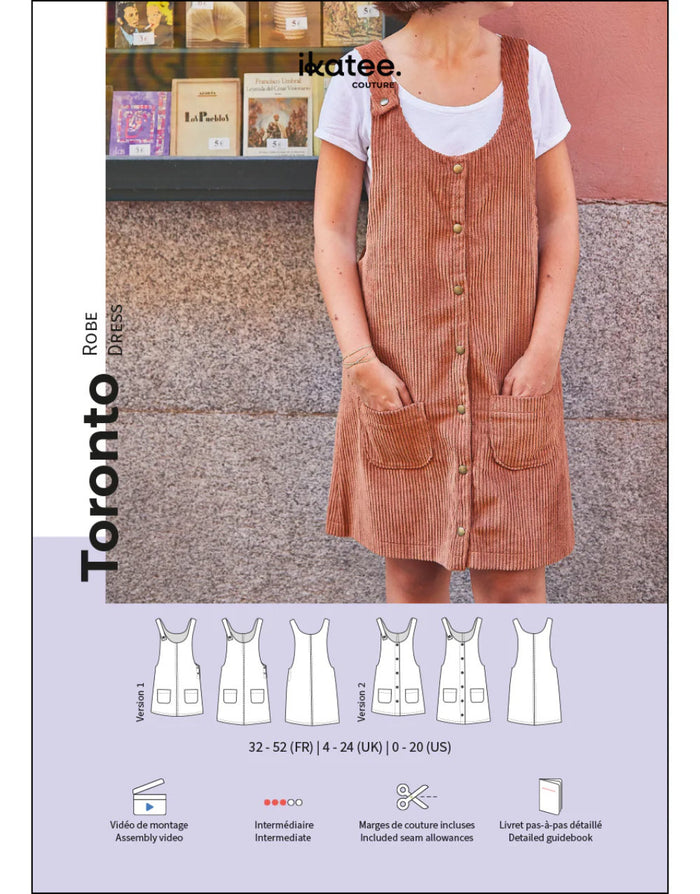 Woman's Toronto Pinafore Dress Sewing Pattern, Ikatee