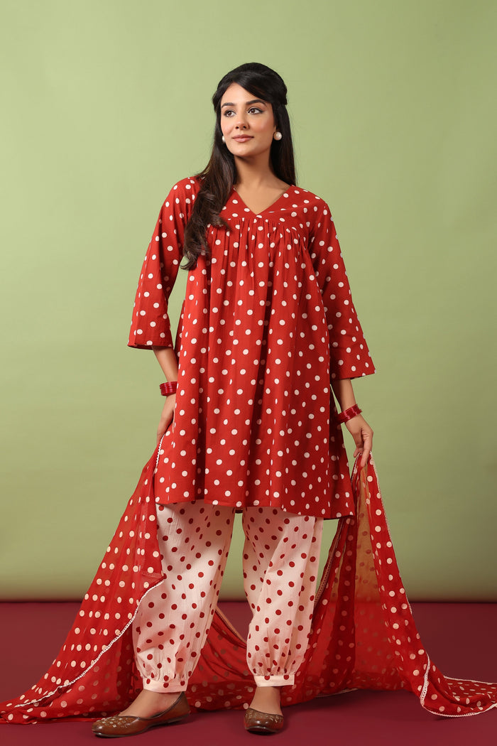 Women's Cotton Printed Straight Kurta Set with Dupatta